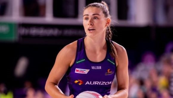 Queensland Firebirds and Super Netball player Maddy Gardner on court.