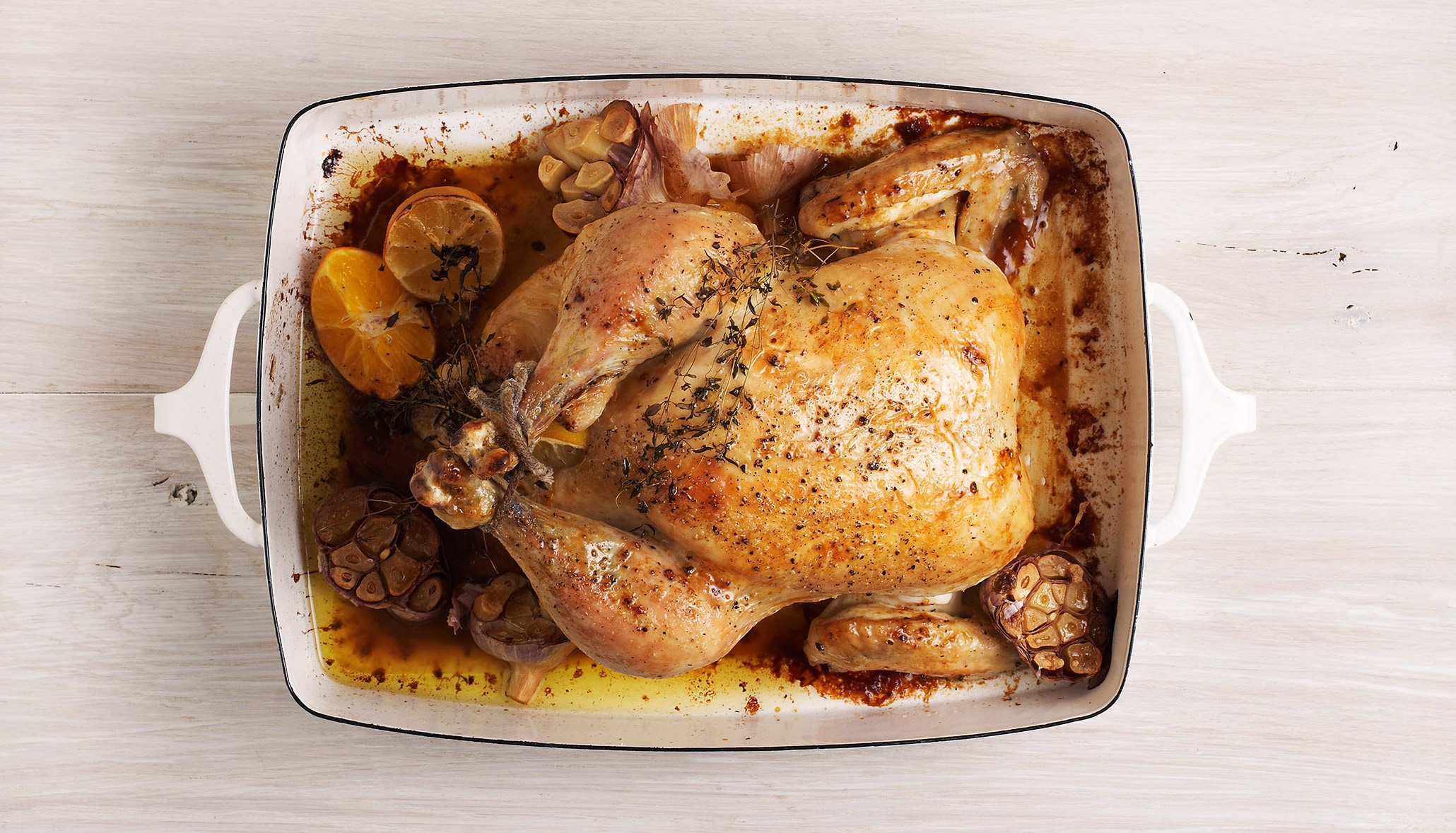 Roast citrus-herb chicken and gravy