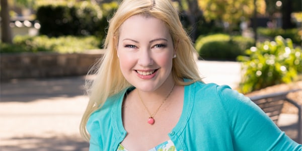 Smiling woman in a park